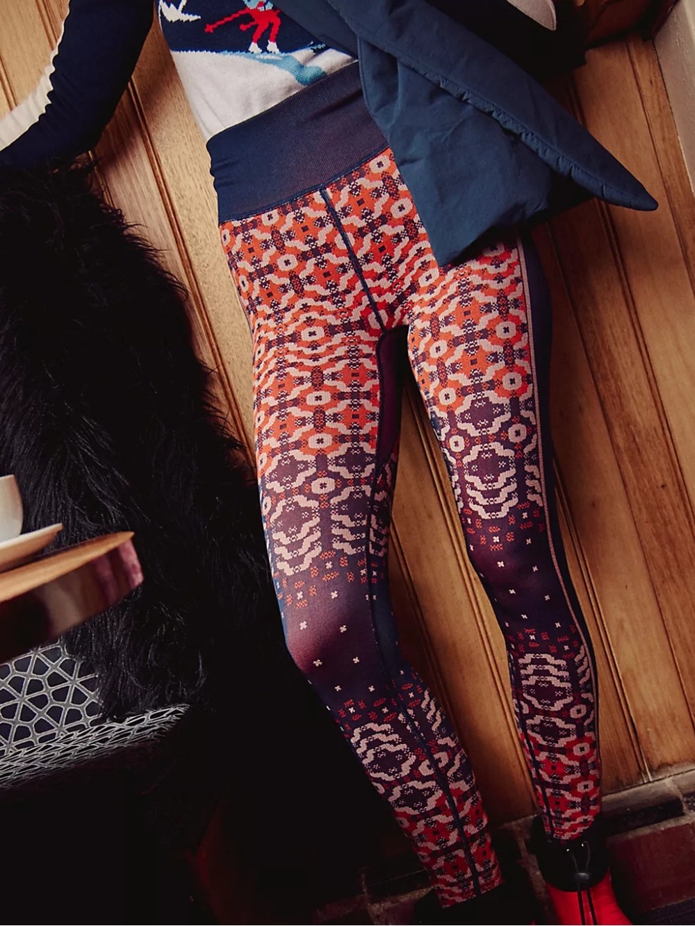 FREE PEOPLE MOVEMENT MYOKO JACQUARD BASE LAYER LEGGINGS, SIZE M/L, NWOT.